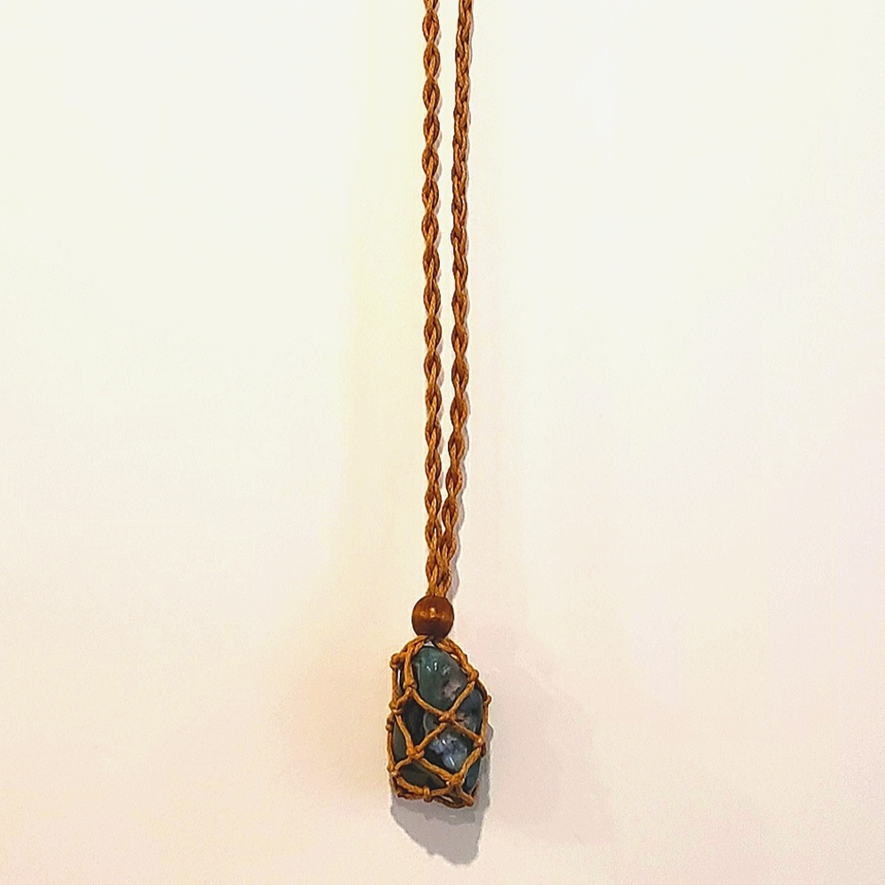 🟫BROWN ADJUSTABLE CORDED EMPTY CRYSTAL CAGE NECKLACE